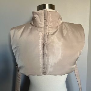 COS Padded Puffer Mock Neck Cropped Vest Insert Scarf Pink Layer underneath coat